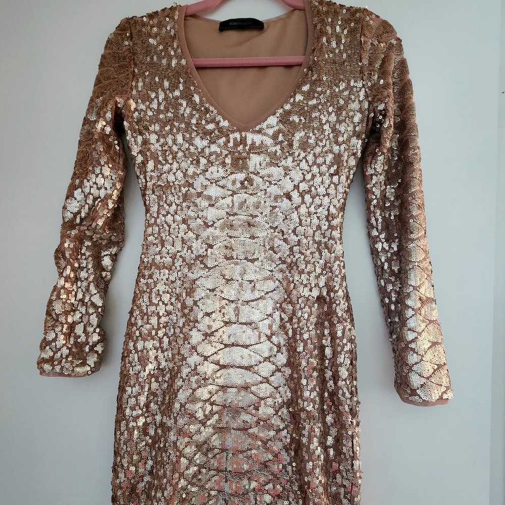 BCBGMAXAZRIA Sabryna Python Sequin Dress in size XS